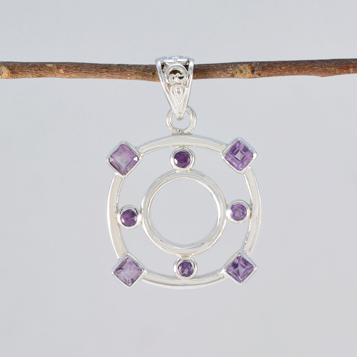 Amethyst Statement Latin American Sterling Silver multiple Ida propsel Purple Pendant Jewellery