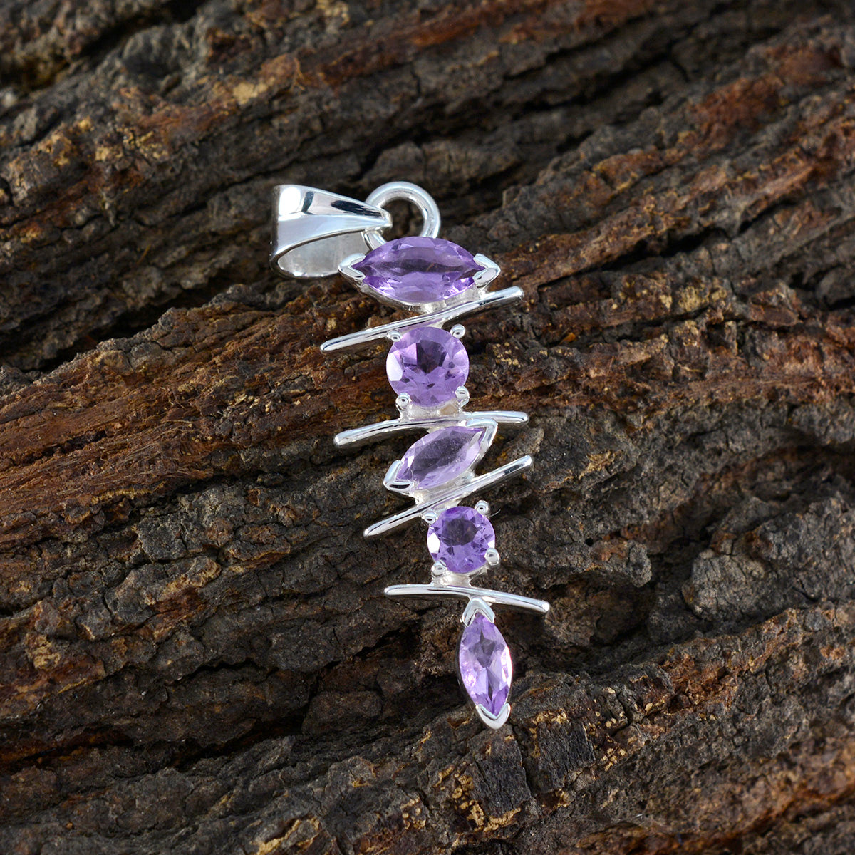 Amethyst Tiny American Silver Penta Andrea Luxuriöser lila Anhänger Schmuck Zweitbild