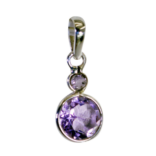 Amethyst Featherlight American 92.5 Silver Toi et Moi Purple Pendant