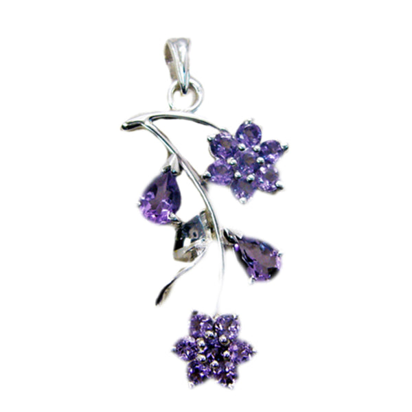 Amethyst Essential Russian 925 Silver multiple Purple Pendant
