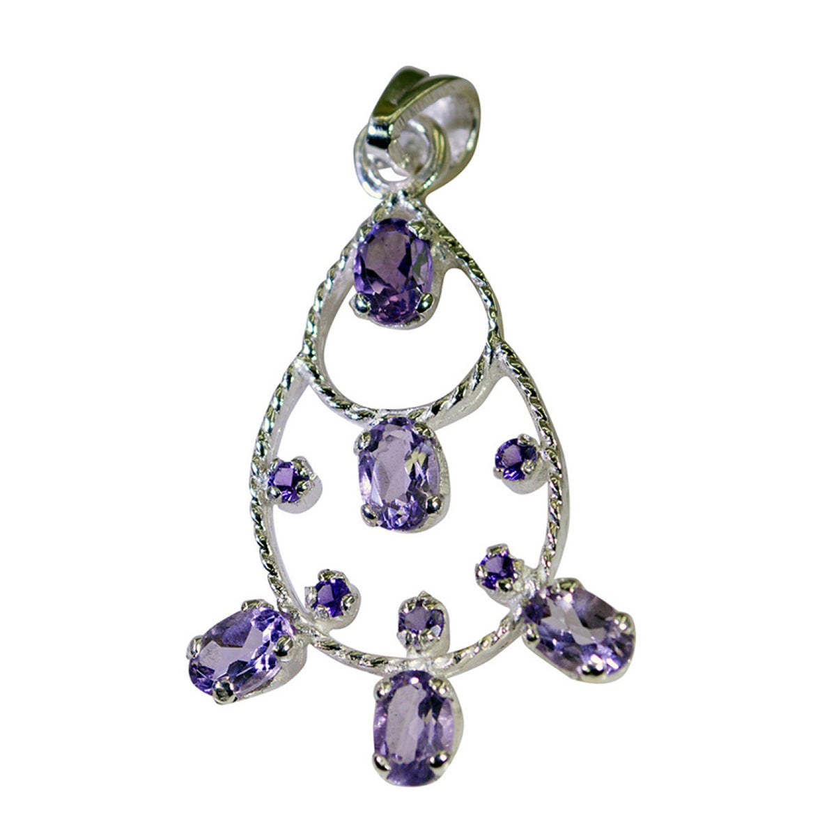 Amethyst Eye-catching Egyptian Silver multiple Purple Pendant Image principale du produit