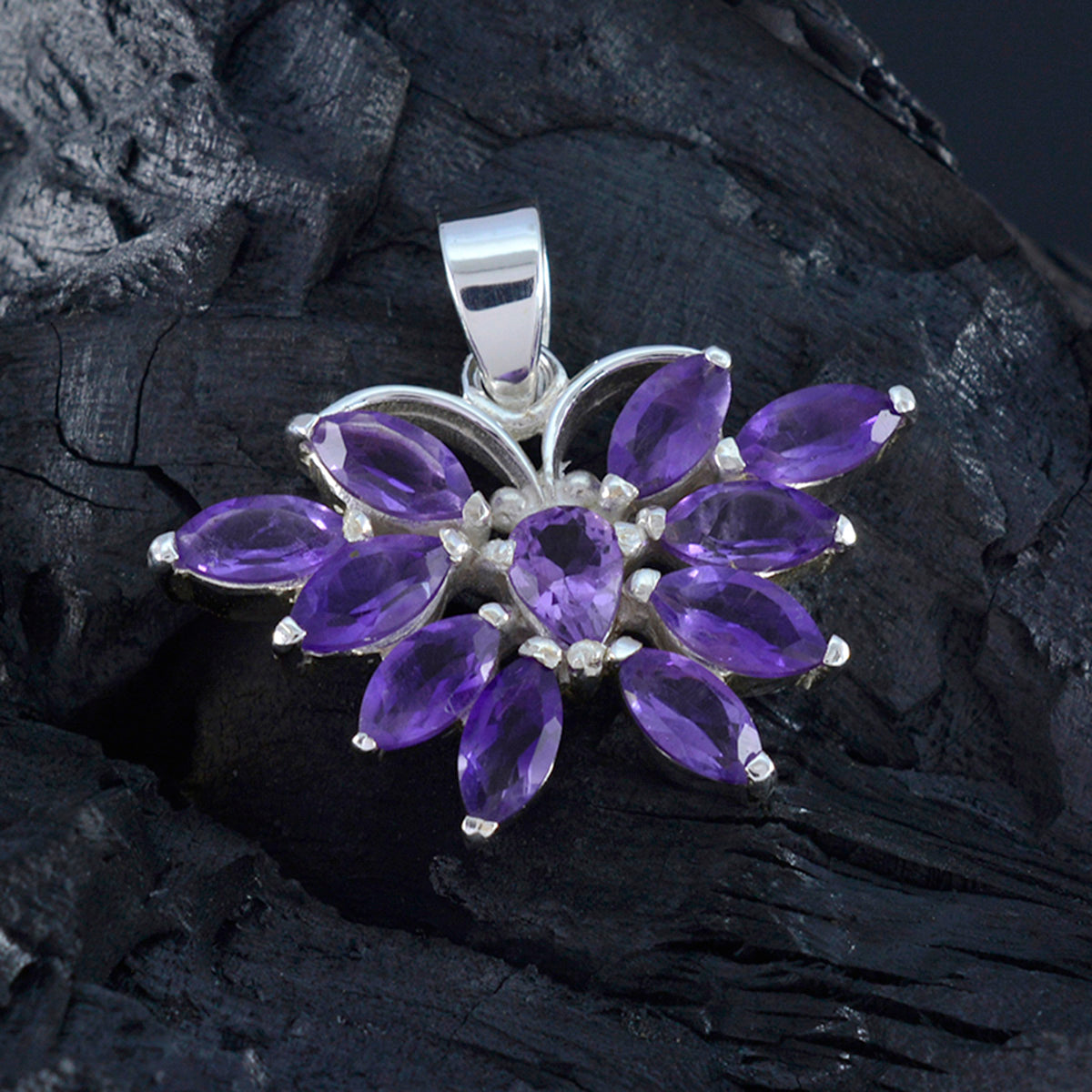 Amethyst Eye-catching American 925 Silver multiple Eliza Luxurious Purple Pendant Jewelry