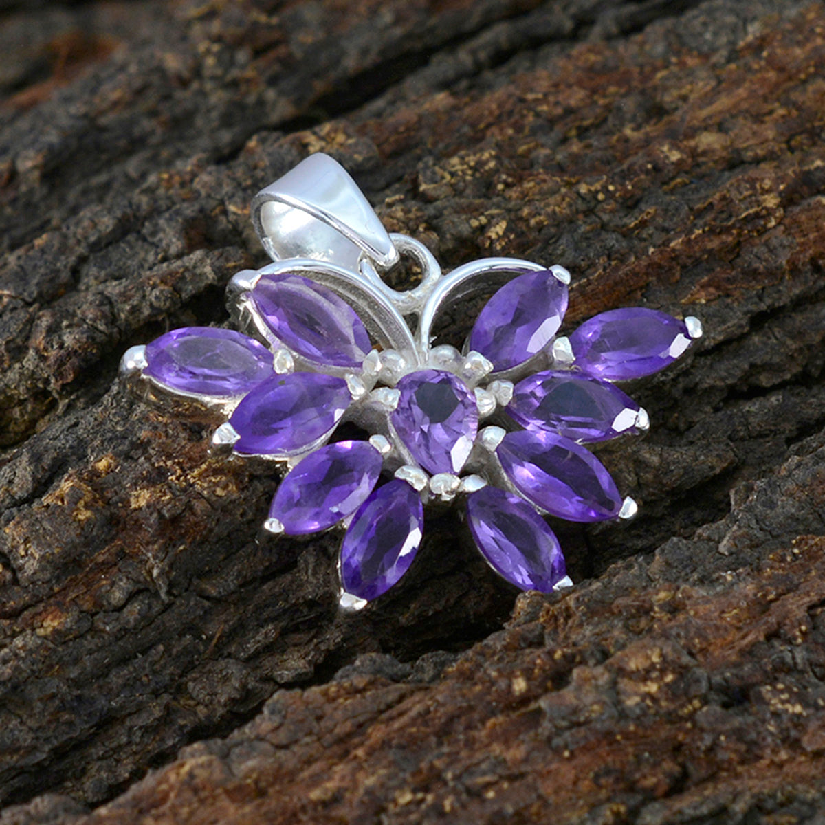 Amethyst Eye-catching American 925 Silver multiple Eliza Luxurious Purple Pendant Jewelry