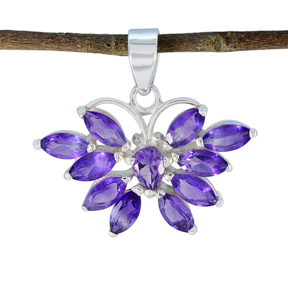 Ametista Accattivante ciondolo multiplo Eliza in argento 925 americano viola di lusso Immagine secondaria del prodotto