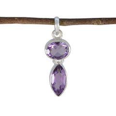 Amethyst Whisper-thin Russian 925 Silver Toi et Moi Purple Pendant
