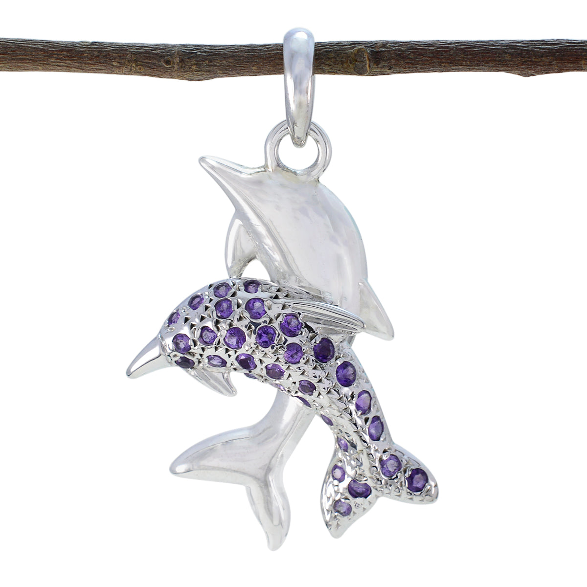Amethyst Eye-catching Middle Eastern Sterling Silver multiple Purple Pendant Immagine principale del prodotto