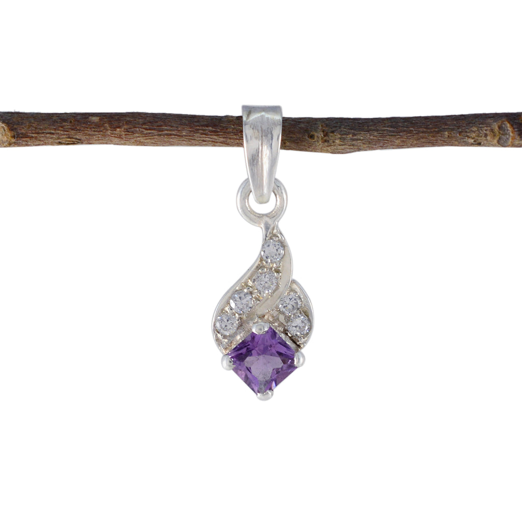 Amethyst Minimalist Middle Eastern Silver multiple Purple Pendant
