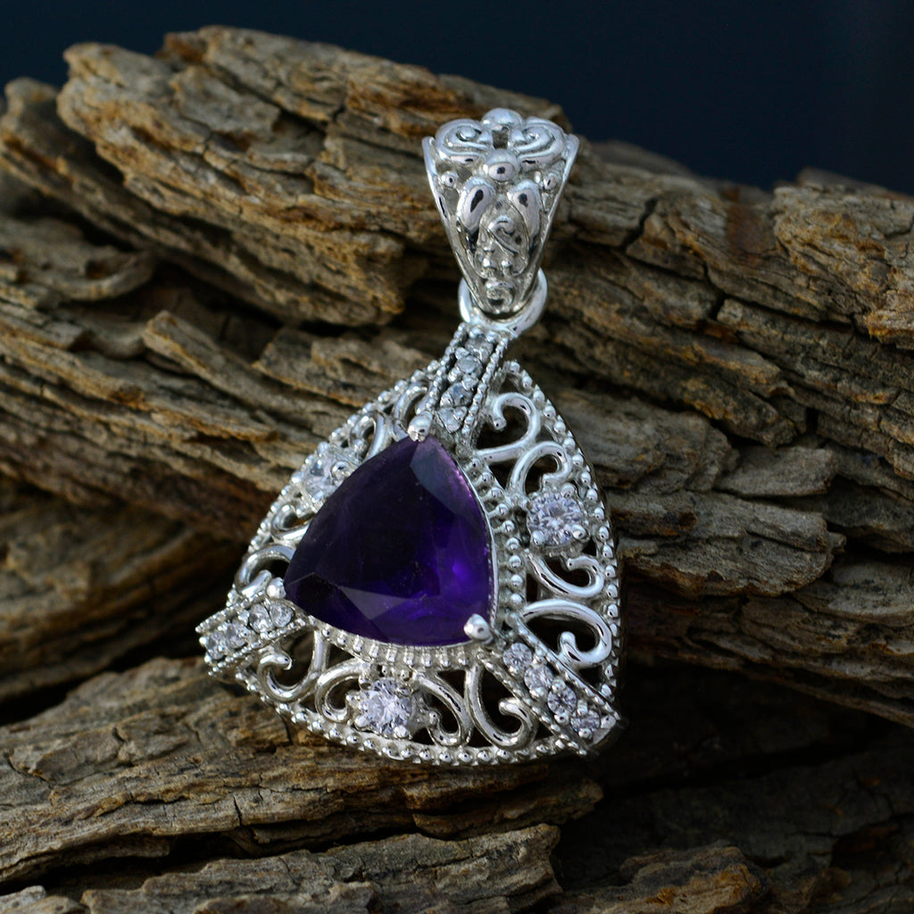 Amethyst Classic Indian 92.5 Silver multiple Priya Rope-Wire Purple Pendant Jewellery