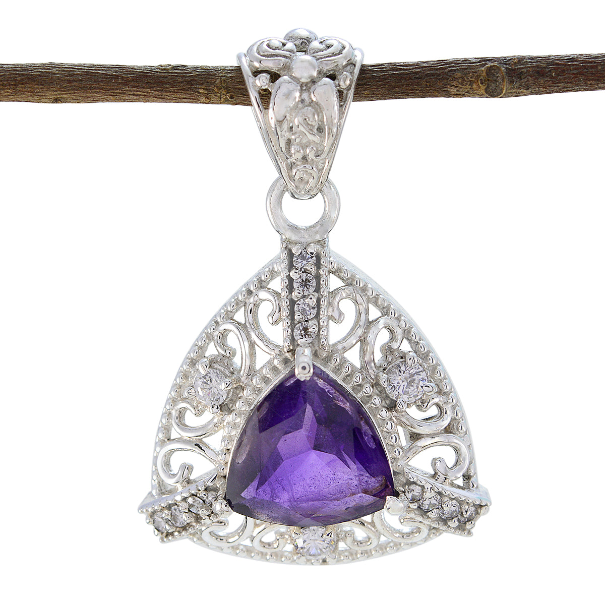 Amethyst Classic Indian 92.5 Silver multiple Priya Rope-Wire Purple Pendant Jewellery