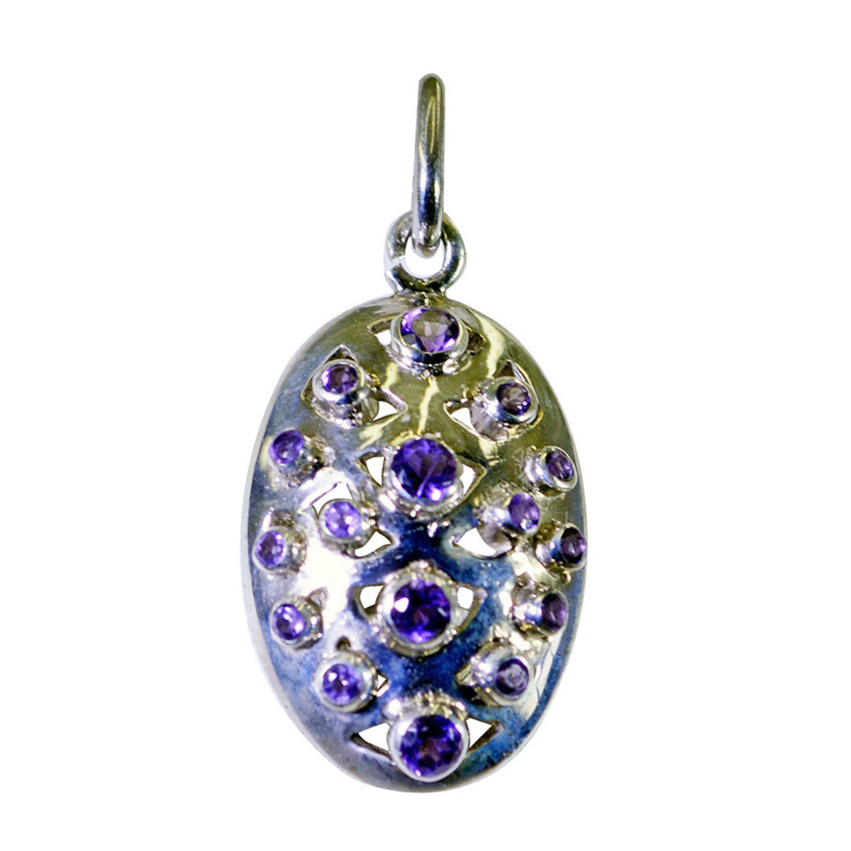 Amethyst Classic Indian Silver multiple Purple Pendant Huvudsaklig produktbild
