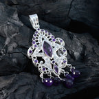 Amethyst Statement Indian Silver multiple Maria Heritage Purple Pendant Jewelry