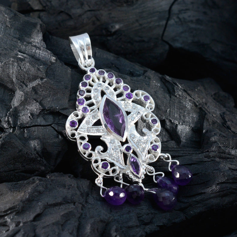 Amethyst Statement Indian Silver multiple Maria Heritage Purple Pendant Jewelry