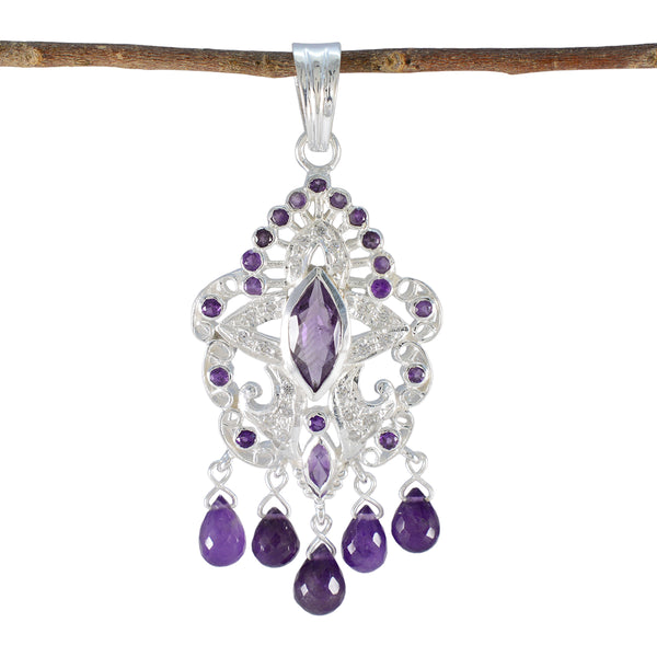 Amethyst Statement Indian Silver multiple Purple Pendant