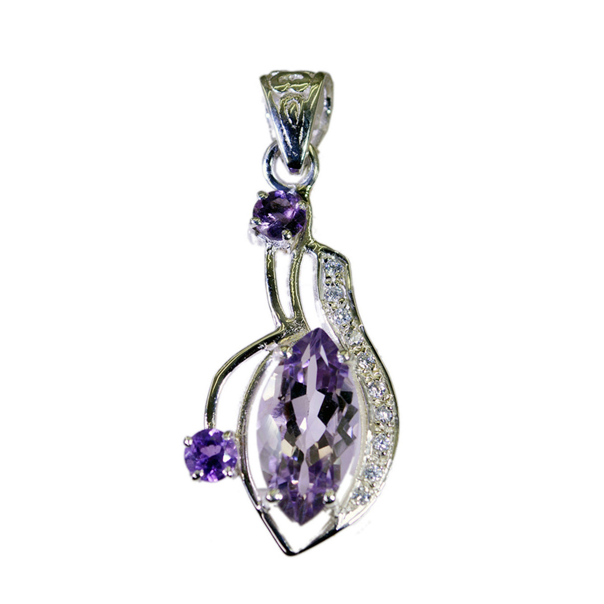 Amethyst Tiny Middle Eastern 925 Silver multiple Purple Pendant Huvudsaklig produktbild