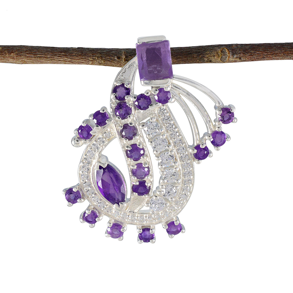 Amethyst Featherlight Middle Eastern 925 Silver multiple Purple Pendant