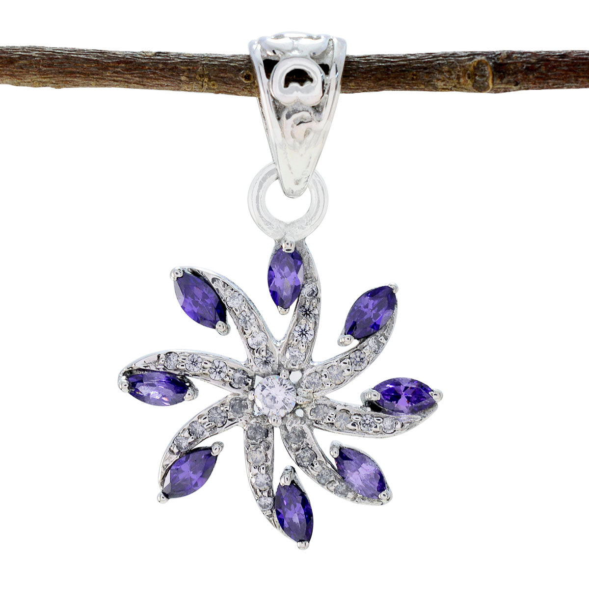 Amethyst Delicate Australian 92.5 Silver multiple Purple Pendant メイン画像