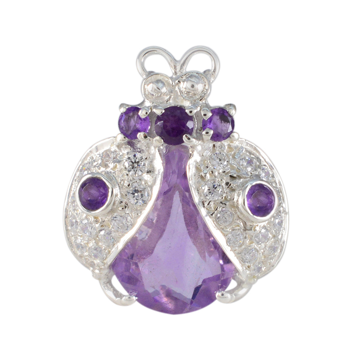 Amethist fluisterdunne Indiase sterling zilveren meervoudige Priya Eternity Purple hanger sieraden Secundaire afbeelding