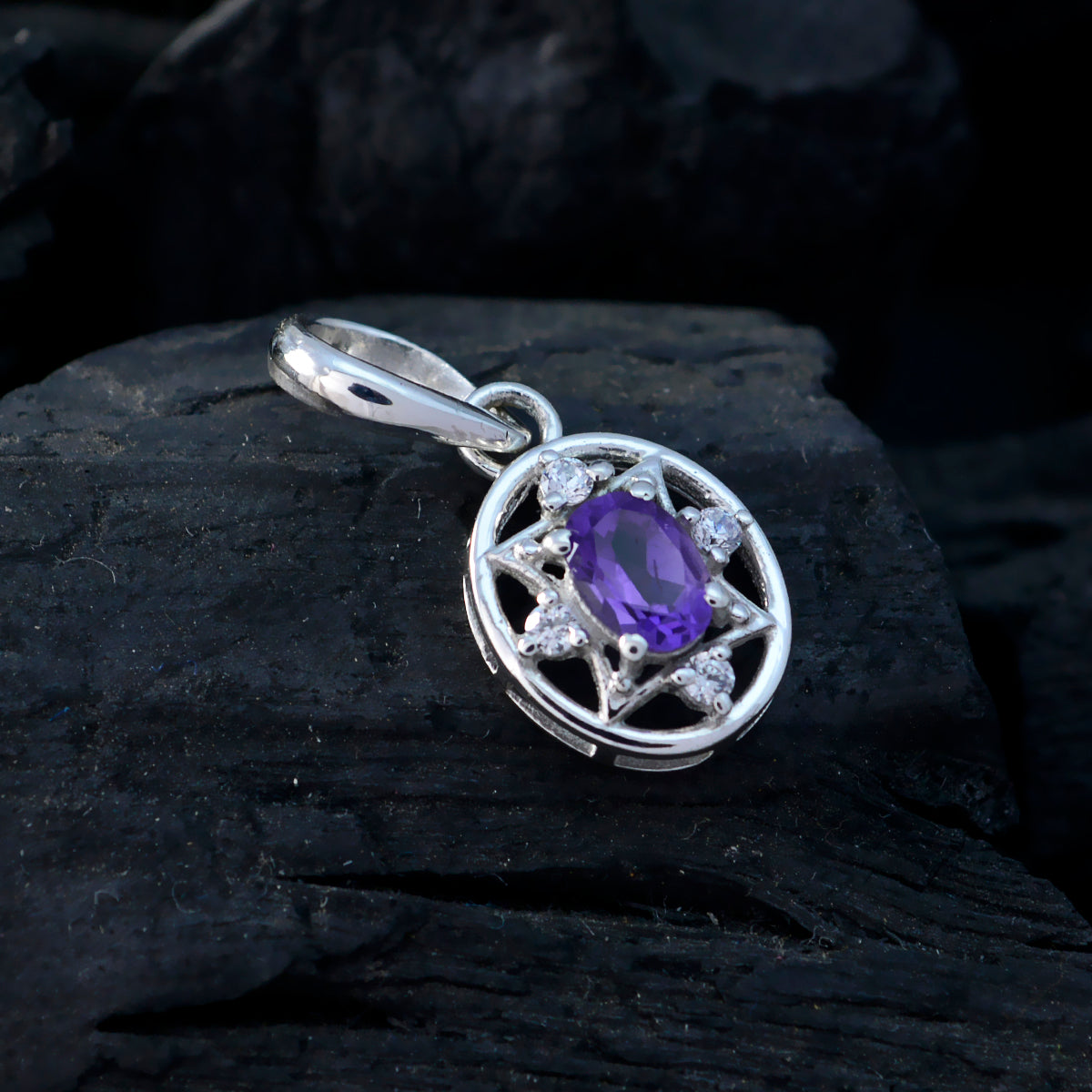 Amethyst Delicate African 925 Silver multiple Riley Filigree Purple Pendant Jewelry