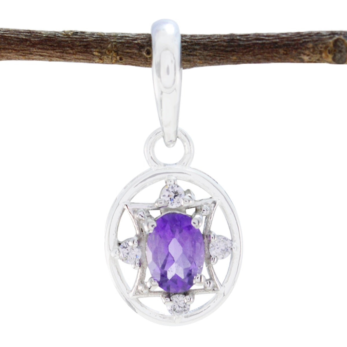 Amethyst Delicate African 925 Silver multiple Purple Pendant Image principale du produit