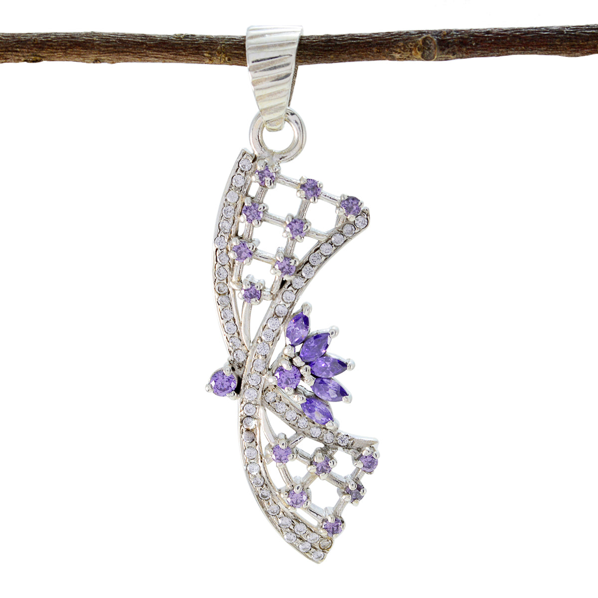 Amethyst Whisper-thin Middle Eastern 92.5 Silver multiple Purple Pendant