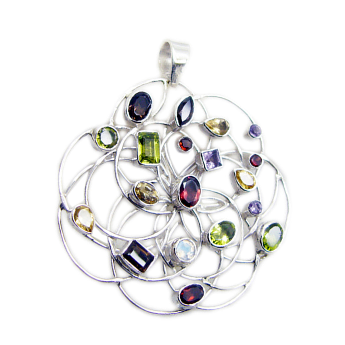 Amethyst Chunky American 925 Silver multiple Purple Pendant