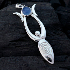 Blue Chalcedony Whisper-thin Italian 925 Silver Solitaire Clara Eternity Blue Pendant Jewelry