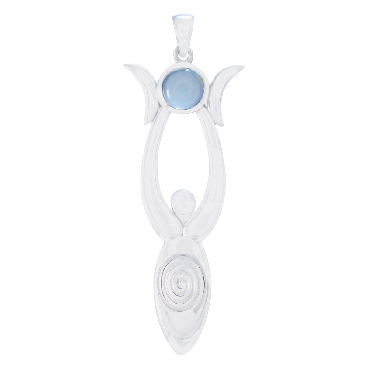 Blue Chalcedony Whisper-thin Italian 925 Silver Solitaire Blue Pendant メイン画像