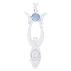 Blue Chalcedony Whisper-thin Italian 925 Silver Solitaire Blue Pendant