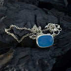 Blue Chalcedony Classic German Silver Solitaire Victoria Feminine Blue Pendant Jewelry