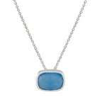 Blue Chalcedony Classic German Silver Solitaire Blue Pendant