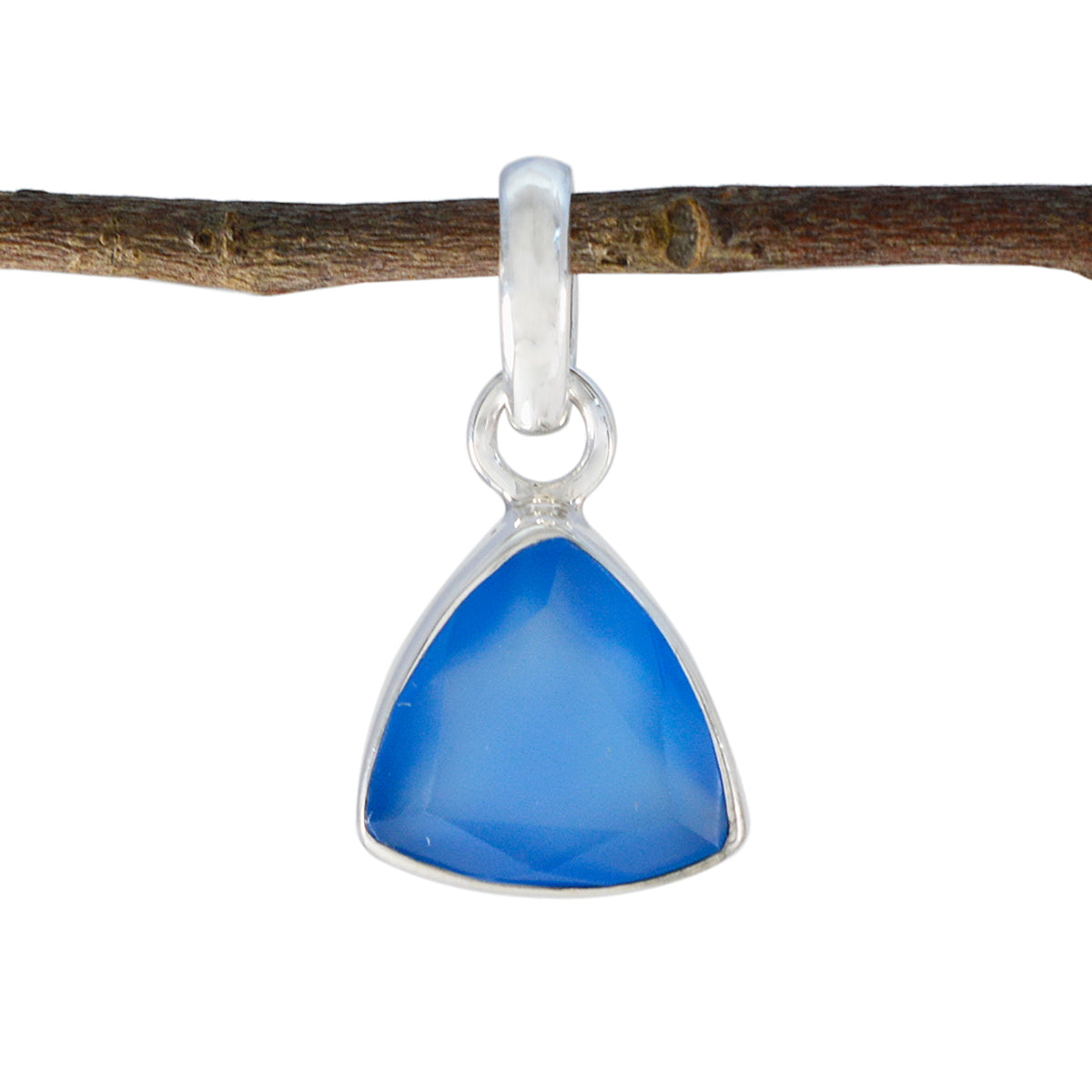 Blue Chalcedony Dainty Latin American Sterling Silver Solitaire Blue Pendant メイン画像