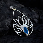 Blue Chalcedony Dainty French 925 Silver Solitaire Eliza Rope-Wire Blue Pendant Jewelry