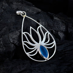 Blue Chalcedony Dainty French 925 Silver Solitaire Eliza Rope-Wire Blue Pendant Jewelry