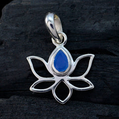 Blue Chalcedony Elegant Japanese 925 Silver Solitaire Ha-eun Rope-Wire Blue Pendant Jewelry