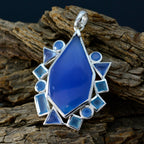 Blauwe Chalcedoon Statement Amerikaanse Sterling Zilveren meervoudige Carla Graceful Blue Hanger Sieraden