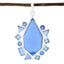 Blue Chalcedony Statement American Sterling Silver multiple Blue Pendant