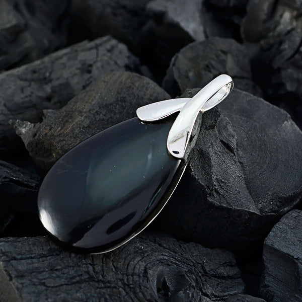 Black Onyx Mid-weight Mexican Sterling Silver Solitaire Freya wedding Black Pendant Jewellery