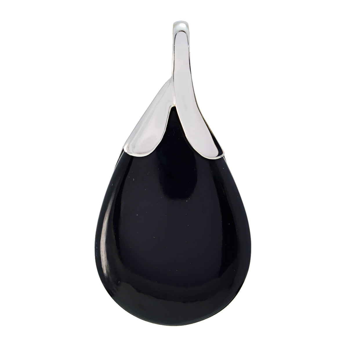 Black Onyx Mid-weight Mexican Sterling Silver Solitaire Black Pendant