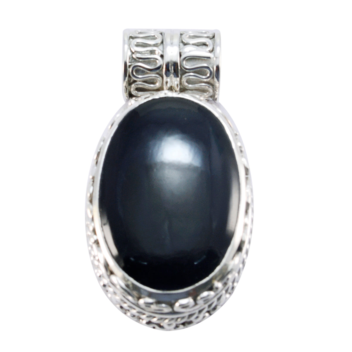 Smycken med svart onyx och mexikanskt sterlingsilver med solitär Yasmine-rep och svart trådhänge Sekundär produktbild