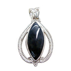 Black Onyx Statement Egyptian Sterling Silver Solitaire Black Pendant