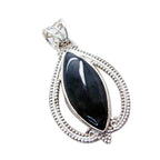 Black Onyx Statement Egyptian Sterling Silver Solitaire Alejandra Rope-Wire Black Pendant Jewellery