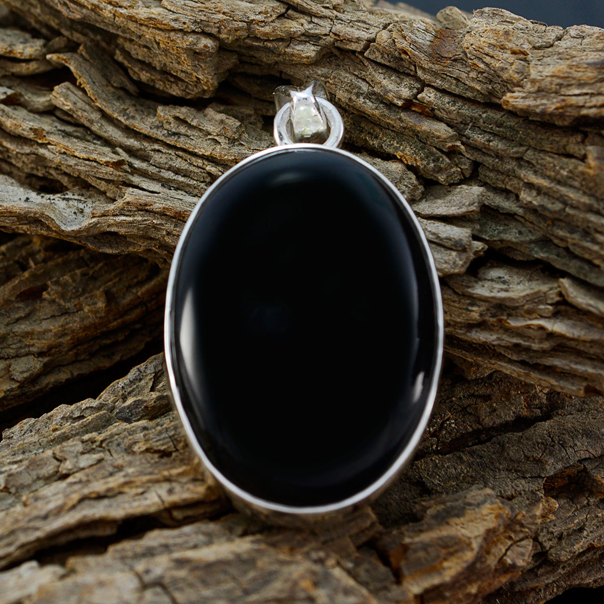 Svart Onyx Statement Marockanskt 925 Silver Solitaire Sarah Evighet Svart Hängsmycke Sekundär produktbild