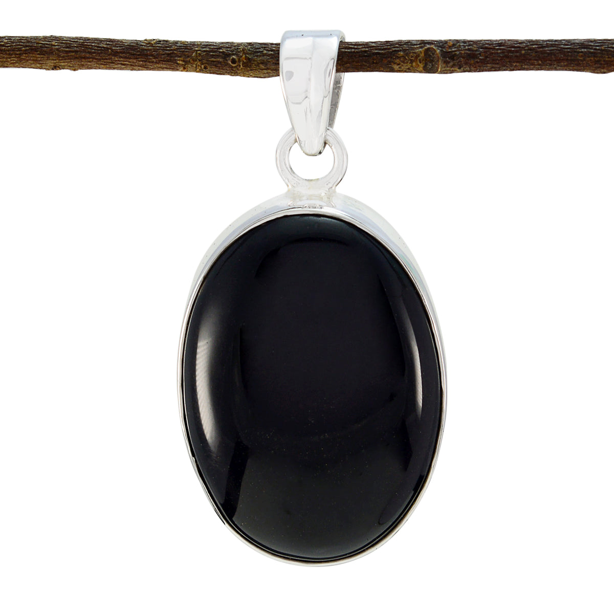 Black Onyx Statement Moroccan 925 Silver Solitaire Black Pendant