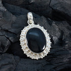 Black Onyx Essential American Sterling Silver Solitaire Yasmine Rope-Wire Black Pendant Jewellery
