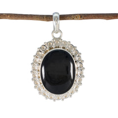 Black Onyx Essential American Sterling Silver Solitaire Black Pendant