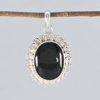 Black Onyx Essential American Sterling Silver Solitaire Yasmine Rope-Wire Black Pendant Jewellery