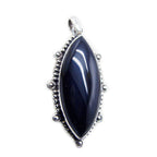 Black Onyx Edgy American Silver Solitaire Black Pendant