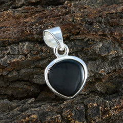 Black Onyx Dainty French 925 Silver Solitaire Rebeca wedding Black Pendant Jewelry