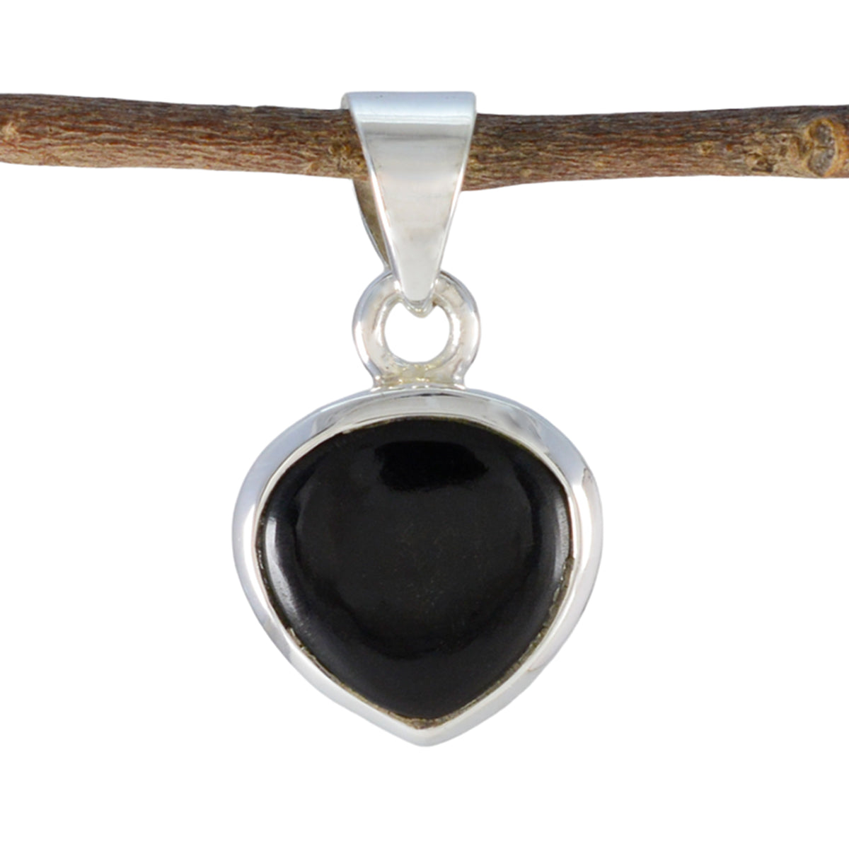Black Onyx Dainty French 925 Silver Solitaire Black Pendant Huvudsaklig produktbild