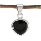 Black Onyx Dainty French 925 Silver Solitaire Black Pendant